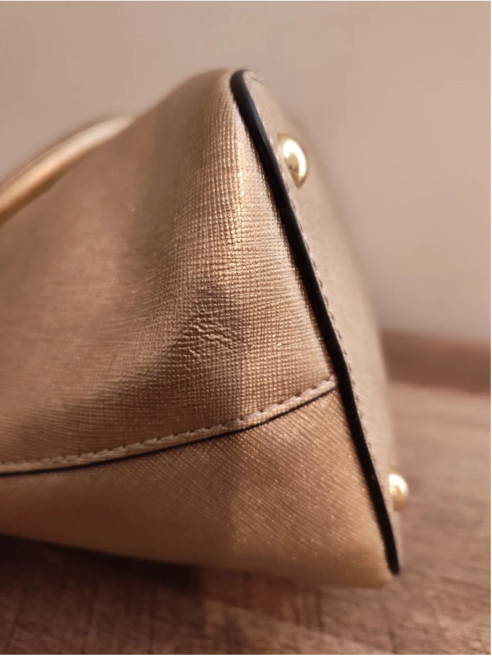 Michael Kors Gold Leather Satchel Handbag